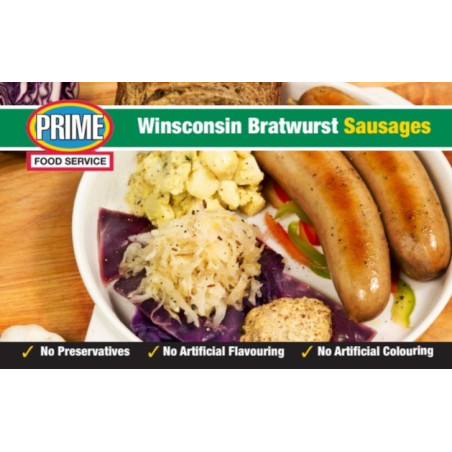 Wisconsin Bratwurst 1kg - 1SausagesWisconsin Bratwurst 1kg - Savory Sausage Delight!
