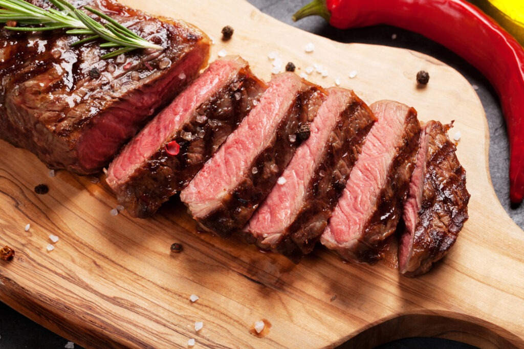 Grilled striploin sliced steak