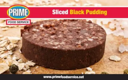 Yorkshire Black Pudding (with fat) 4 sliced in a pack 250g e