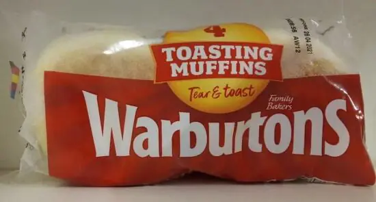 warburtons toasting muffins 65g x 4