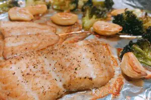 Baked Cod Loin with Mushy Peas