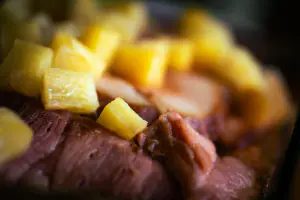 Baked Gammon with Pineapple and Greens