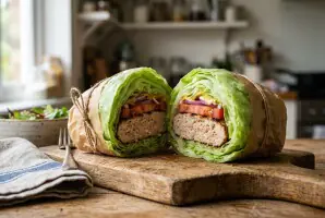 Chicken Burger in a Lettuce Wrap