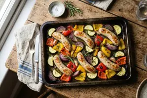 Chicken Sausage & Roasted Vegetable Tray Bake