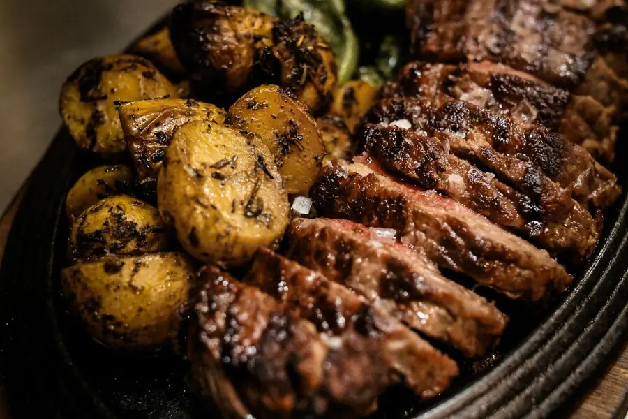 Grilled Sirloin with Garden Peas